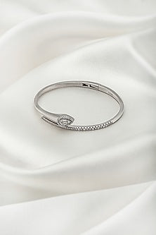 White Finish Crystal Kada In Sterling Silver