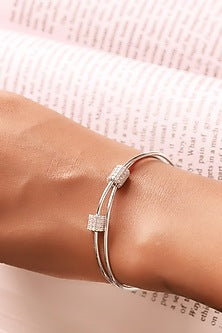 White Finish Crystal Bracelet In Sterling Silver