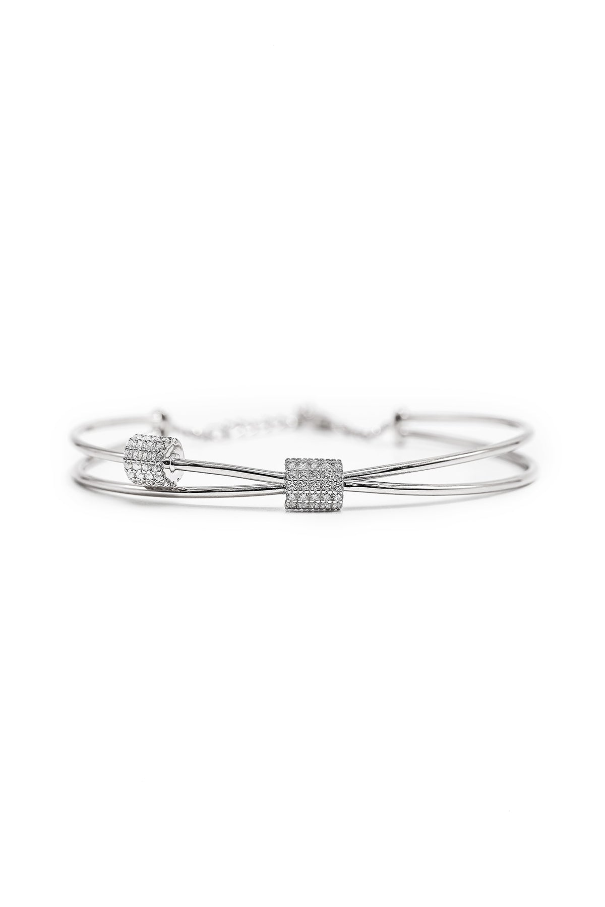 White Finish Crystal Bracelet In Sterling Silver