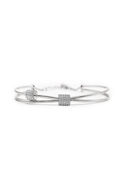 White Finish Crystal Bracelet In Sterling Silver