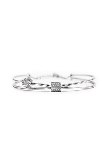 White Finish Crystal Bracelet In Sterling Silver