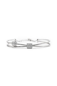 White Finish Crystal Bracelet In Sterling Silver