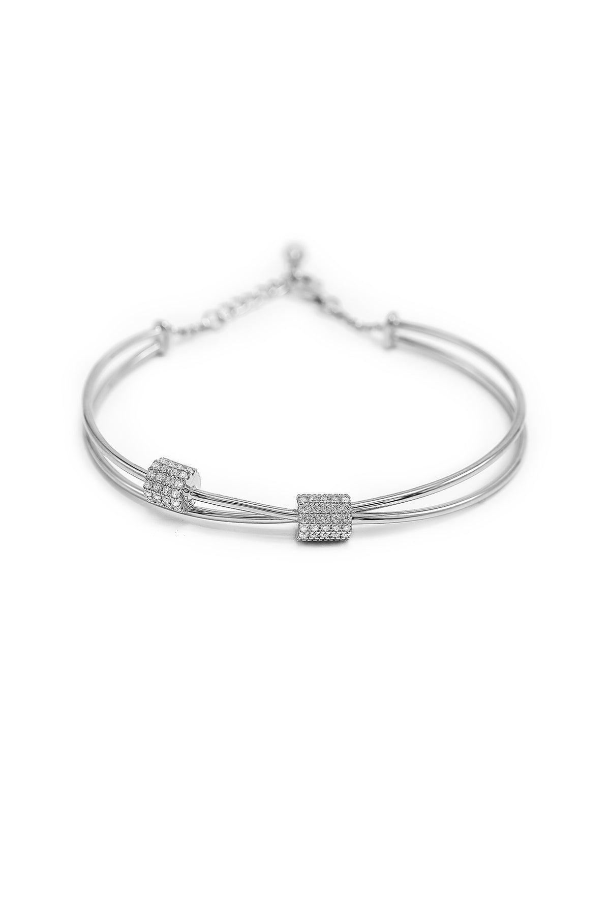 White Finish Crystal Bracelet In Sterling Silver