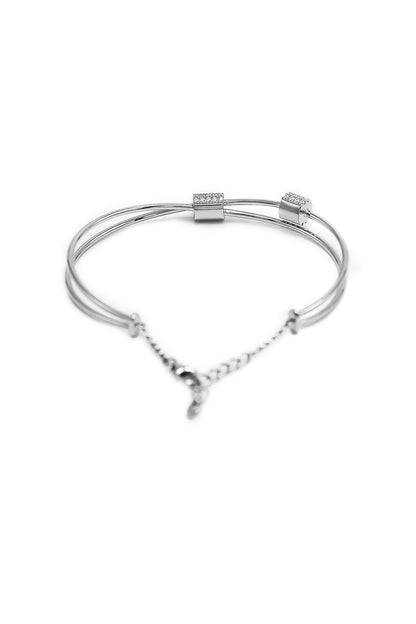 White Finish Crystal Bracelet In Sterling Silver