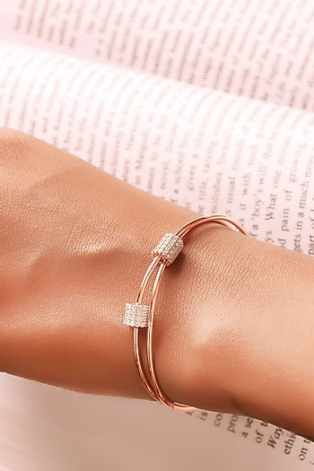 Rose Gold Finish Crystal Bracelet In Sterling Silver