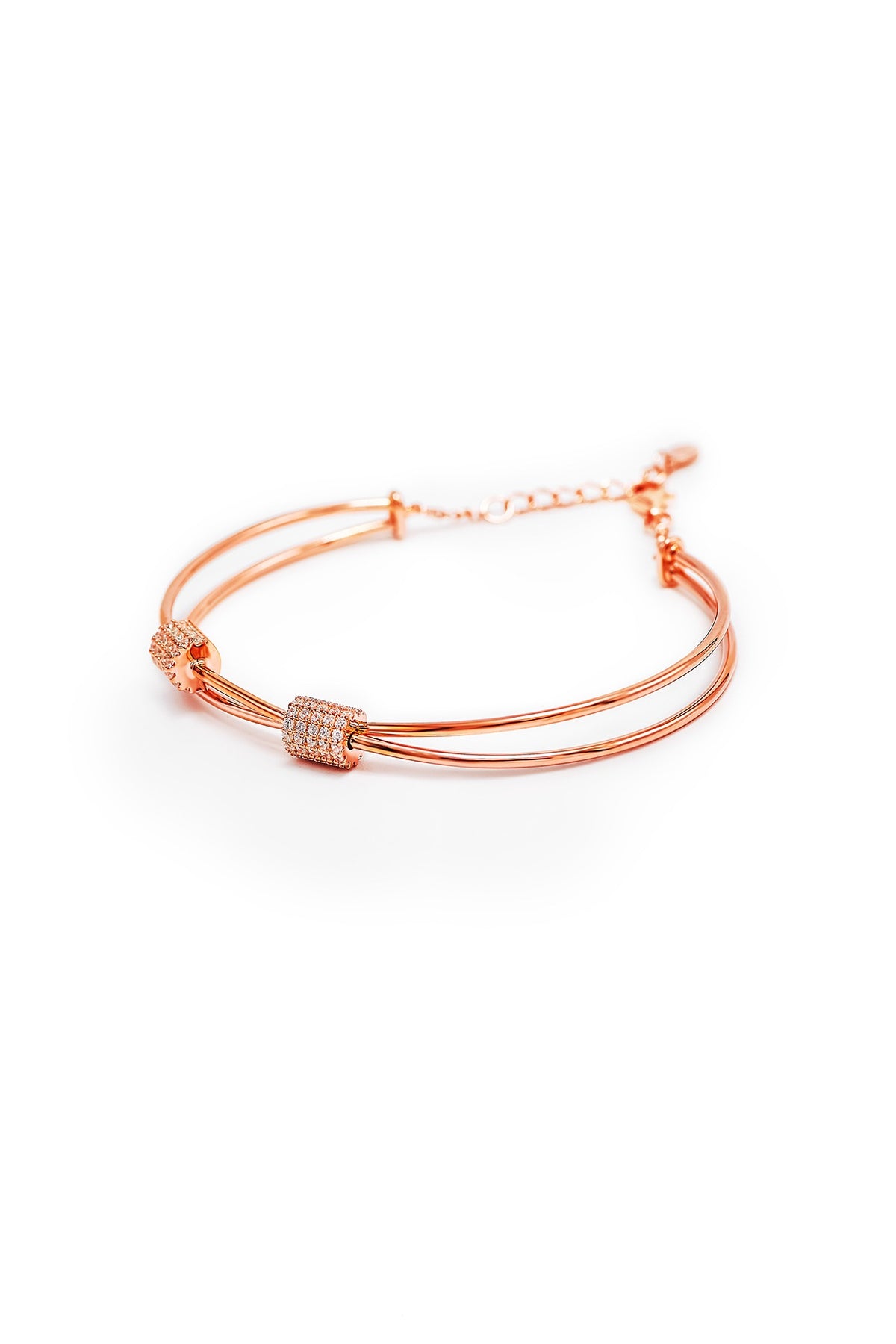 Rose Gold Finish Crystal Bracelet In Sterling Silver