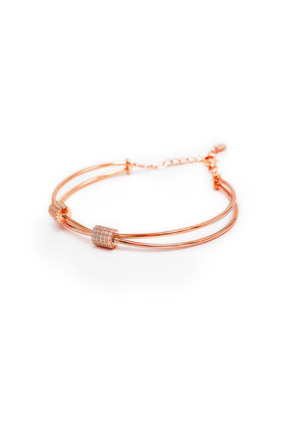 Rose Gold Finish Crystal Bracelet In Sterling Silver