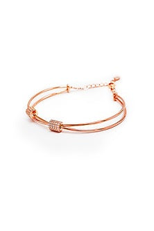Rose Gold Finish Crystal Bracelet In Sterling Silver