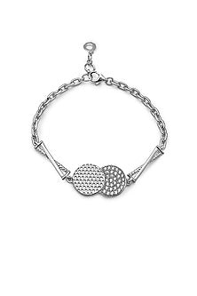 White Finish Cubic Zirconia Circular Bracelet In Sterling Silver
