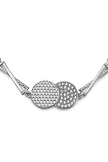 White Finish Cubic Zirconia Circular Bracelet In Sterling Silver