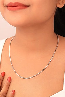 White Rhodium Finish Snake Chain In Sterling Silver
