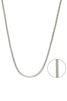 White Rhodium Finish Snake Chain In Sterling Silver
