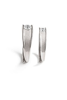 White Rhodium Finish Cubic Zirconia Adjustable Couple Rings (Set of 2) In Sterling Silver
