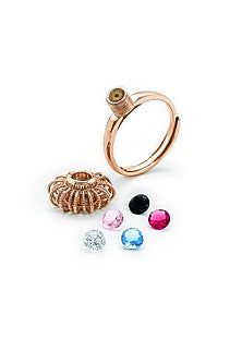 Rose Gold Finish Cubic Zirconia Floral Ring In Sterling Silver
