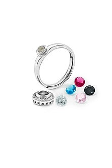 White Rhodium Finish Cubic Zirconia Ring In Sterling Silver