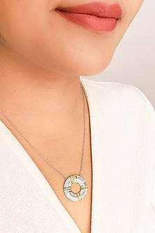 White Rhodium Finish Cubic Zirconia Pendant Necklace In Sterling Silver