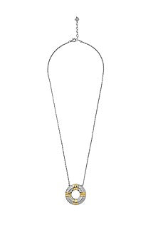 White Rhodium Finish Cubic Zirconia Pendant Necklace In Sterling Silver