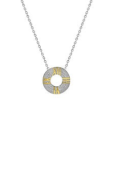 White Rhodium Finish Cubic Zirconia Pendant Necklace In Sterling Silver