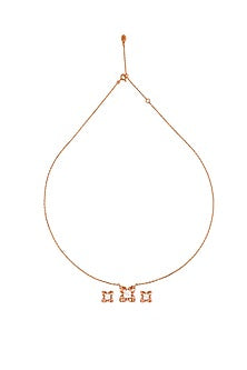 Rose Gold Finish Cubic Zirconia Floral Pendant Necklace Set In Sterling Silver