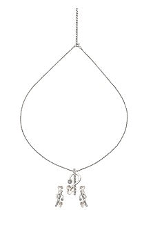 White Finish Cubic Zirconia Pendant Necklace Set In Sterling Silver