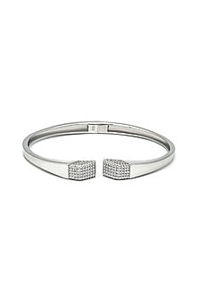 White Rhodium Finish Laser Cut Cubic Zirconia Pristine Kada In Sterling Silver