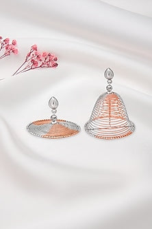 Rose Gold Finish Jhumka Earrings In Sterling Silver