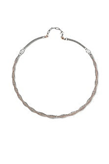 Two-Tone Finish Cubic Zirconia Necklace In Sterling Silver