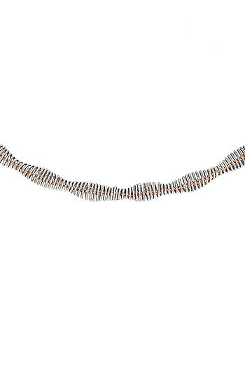 Two-Tone Finish Cubic Zirconia Necklace In Sterling Silver