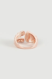 Rose Gold Finish Cubic Zirconia Ring In Sterling Silver