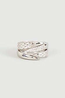 White Finish Cubic Zirconia Ring In Sterling Silver