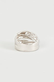 White Finish Cubic Zirconia Ring In Sterling Silver