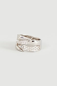 White Finish Cubic Zirconia Ring In Sterling Silver
