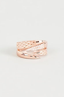 Rose Gold Finish Cubic Zirconia Ring In Sterling Silver