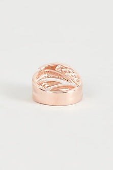 Rose Gold Finish Cubic Zirconia Ring In Sterling Silver