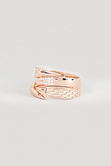 Rose Gold Finish Cubic Zirconia Ring In Sterling Silver