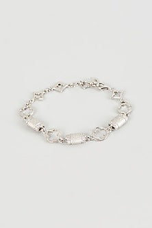 White Finish Cubic Zirconia Openable Bracelet In Sterling Silver