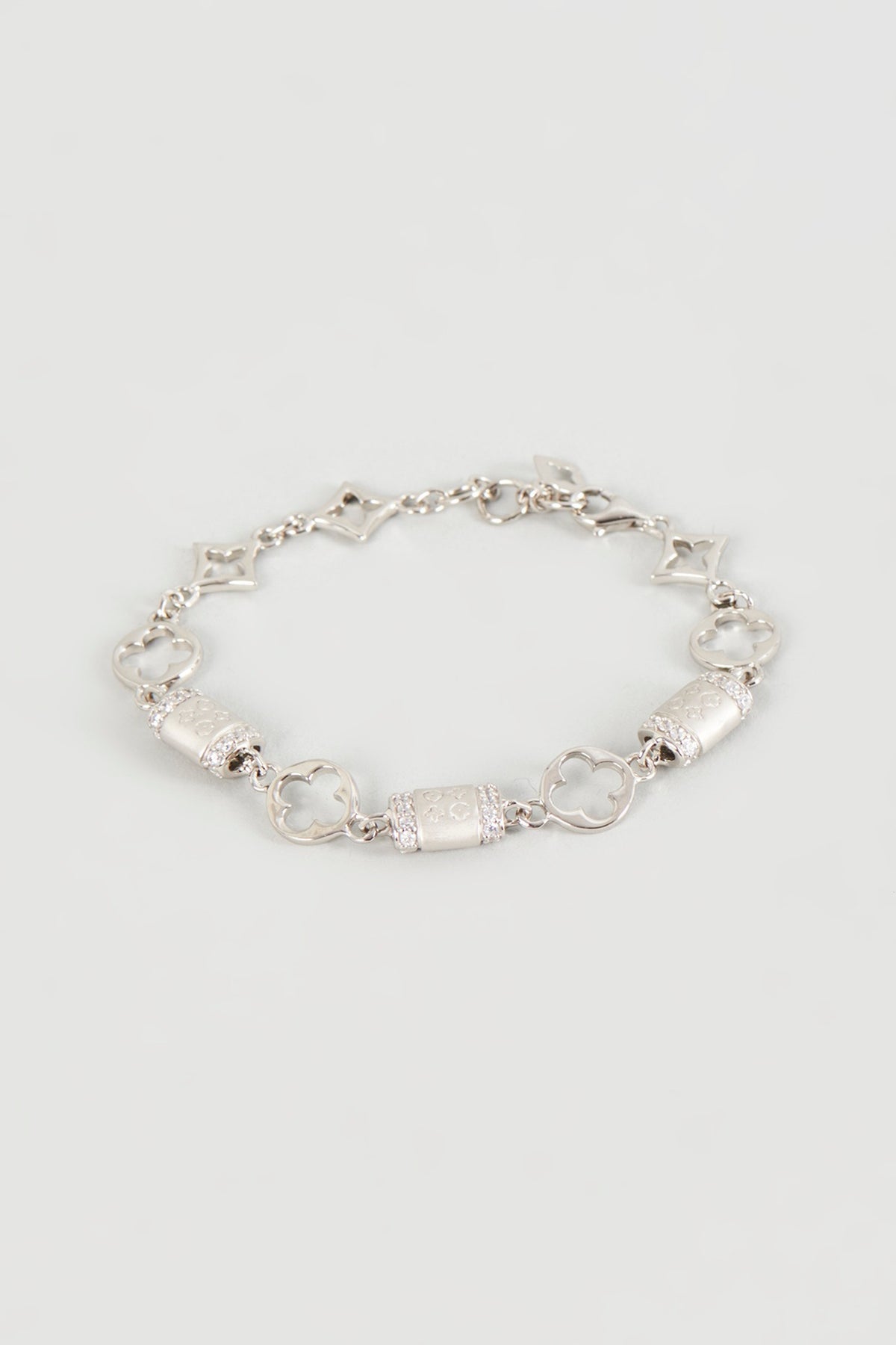 White Finish Cubic Zirconia Openable Bracelet In Sterling Silver