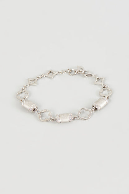 White Finish Cubic Zirconia Openable Bracelet In Sterling Silver