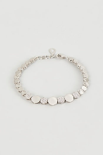 White Finish Cubic Zirconia Openable Bracelet In Sterling Silver