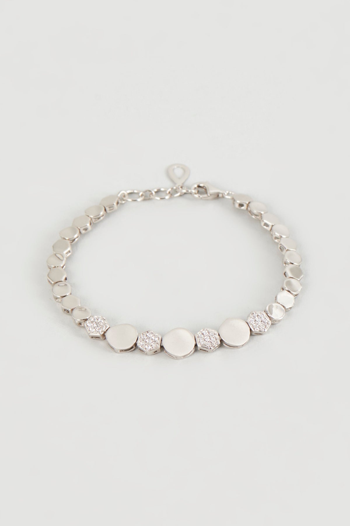 White Finish Cubic Zirconia Openable Bracelet In Sterling Silver