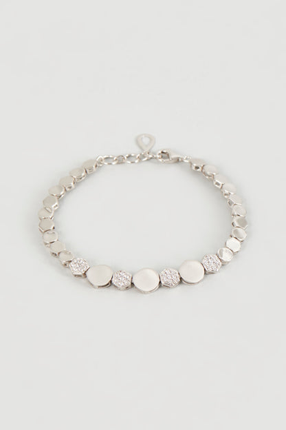White Finish Cubic Zirconia Openable Bracelet In Sterling Silver