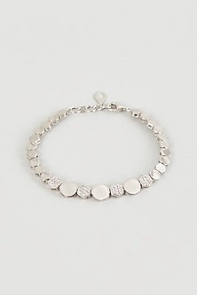 White Finish Cubic Zirconia Openable Bracelet In Sterling Silver