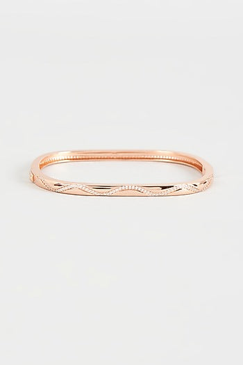 Rose Gold Finish Cubic Zirconia Openable Bracelet In Sterling Silver