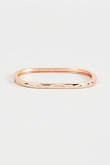 Rose Gold Finish Cubic Zirconia Openable Bracelet In Sterling Silver