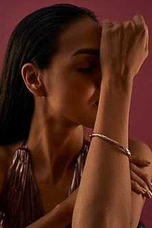 Rose Gold Finish Cubic Zirconia Openable Bracelet In Sterling Silver