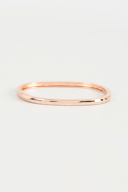 Rose Gold Finish Cubic Zirconia Openable Bracelet In Sterling Silver