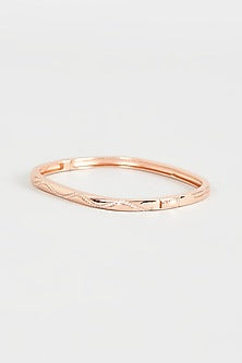 Rose Gold Finish Cubic Zirconia Openable Bracelet In Sterling Silver