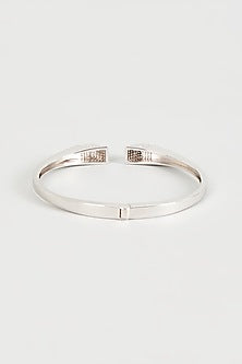 White Finish Cubic Zirconia Openable Bracelet In Sterling Silver