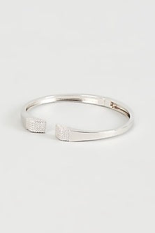 White Finish Cubic Zirconia Openable Bracelet In Sterling Silver
