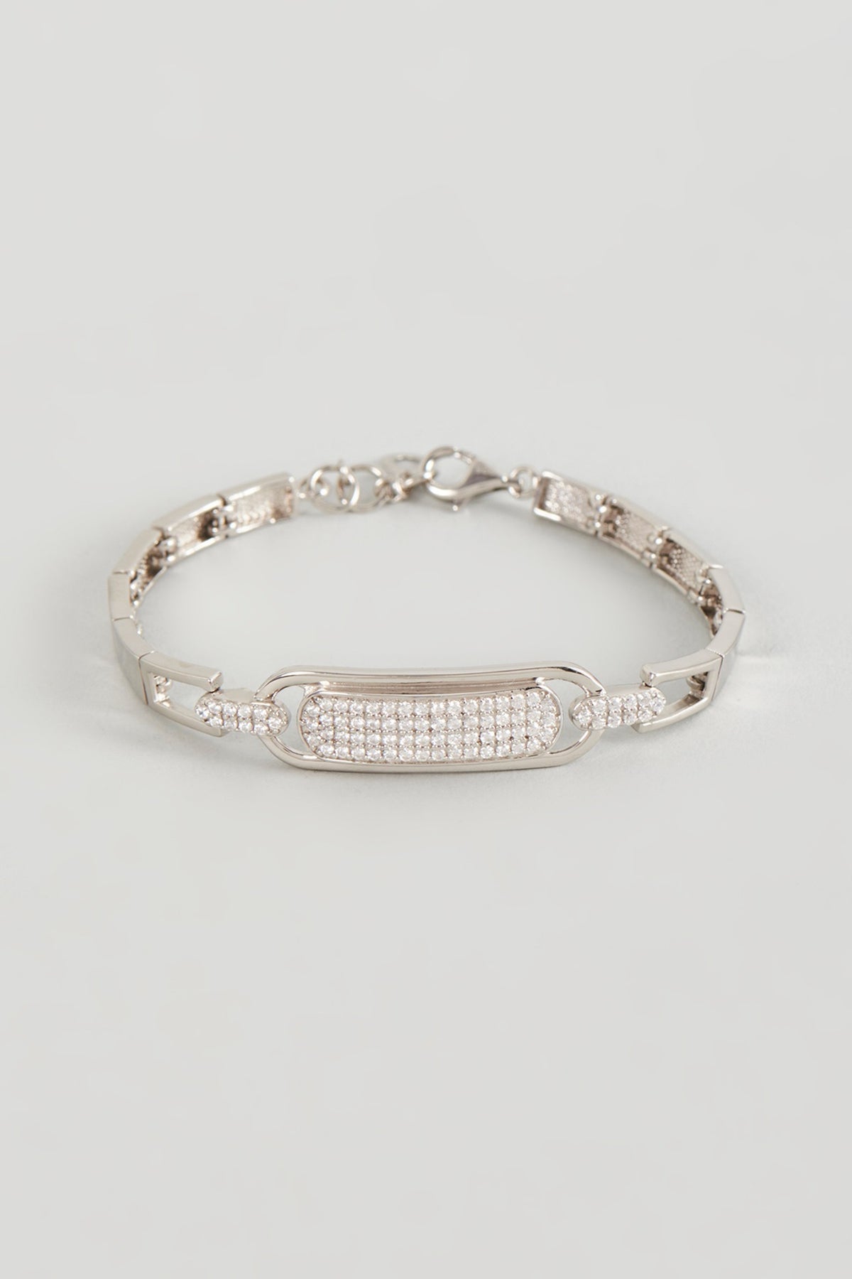 White Finish Cubic Zirconia Openable Bracelet In Sterling Silver